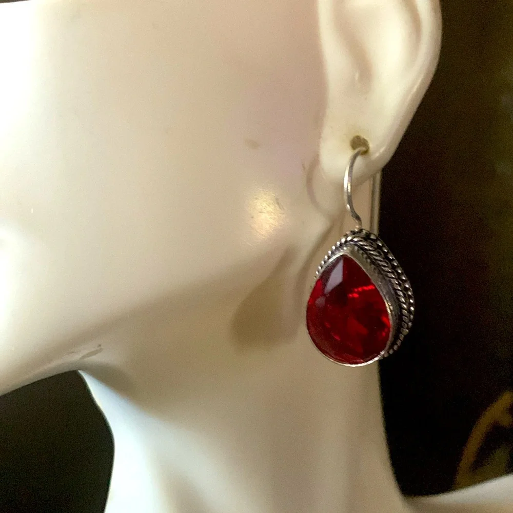 Classy red quartz artisan handcrafted earrings